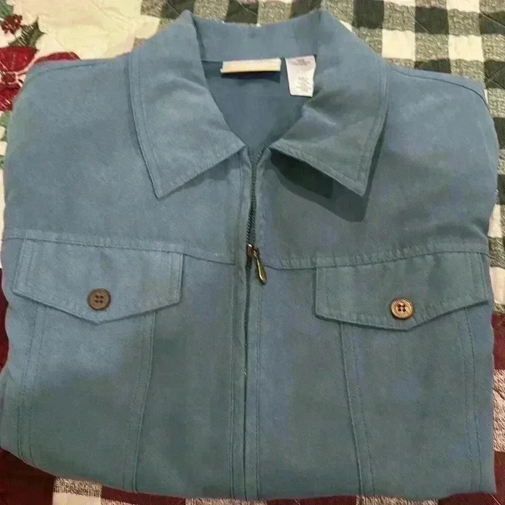 Alfred Dunner Women’s Blue Zip-Front Jacket - Size 18W - Picture 4 of 4
